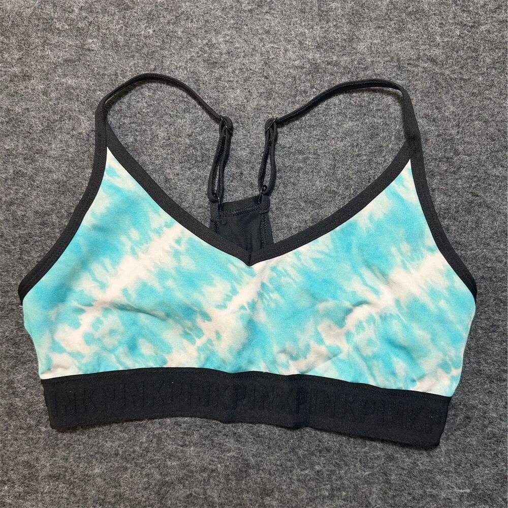 Victoria's Secret PINK Ultimate Sports Bra Womens M Blue Tie-Dye Racerback